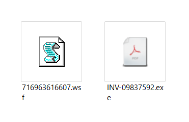 左：Lockyのダウンローダー（Windowsスクリプト形式）右：PDFファイルのアイコンに偽装したLocky本体の実行ファイル