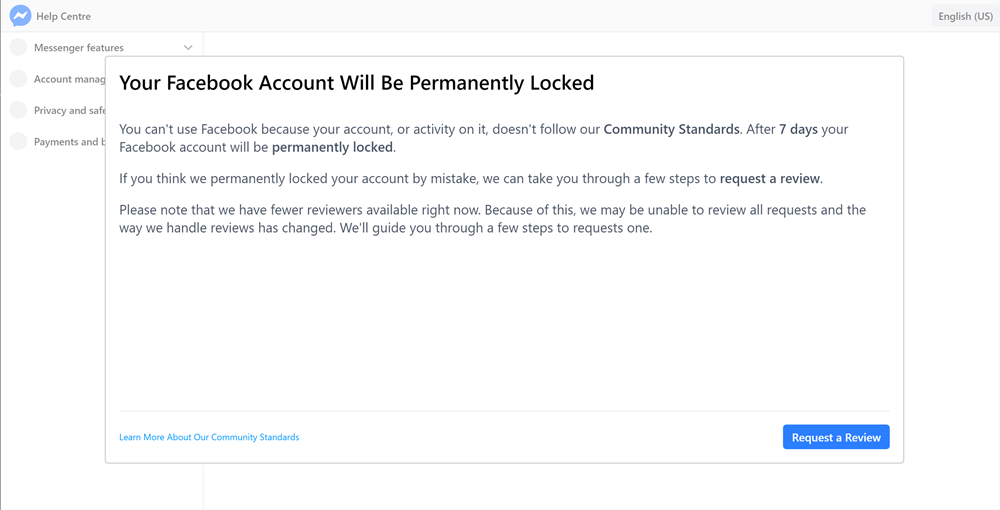 アカウントのロック解除を要求する偽のWebページ