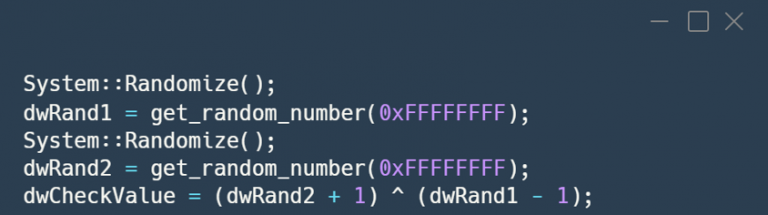 図10.2つの乱数を生成し、それらを組み合わせてパケットフィンガープリント値を生成するコード（逆コンパイルしたコード）